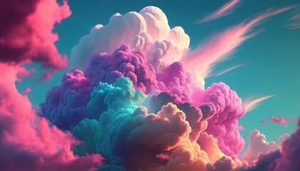 Obraz na płótnie Canvas sky filled with colorful clouds digital art illustration, Generative AI