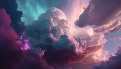 sky filled with colorful clouds digital art illustration, Generative AI