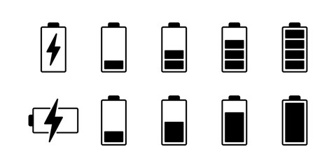 Battery icon vector for web and mobile app. battery charging sign and symbol. battery charge level