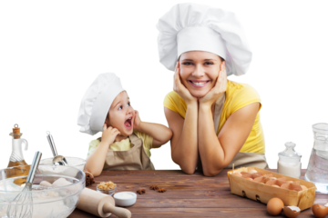 Mother and daughter cookings