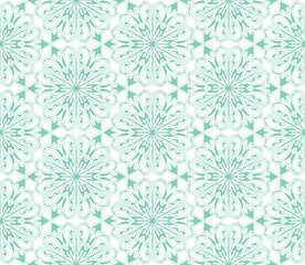 Flower geometric pattern. Seamless vector background. White and green ornament