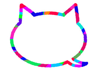 虹色の猫のシルエットの吹き出し