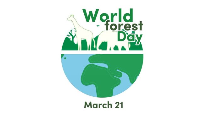 World forest day  the concept of a natural map illustration in the moment of annual celebration every March 21st. Isolated on white background.