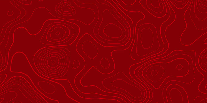 Abstract red topographic contours lines of mountains. Topography map art curve drawing. vector illustration.