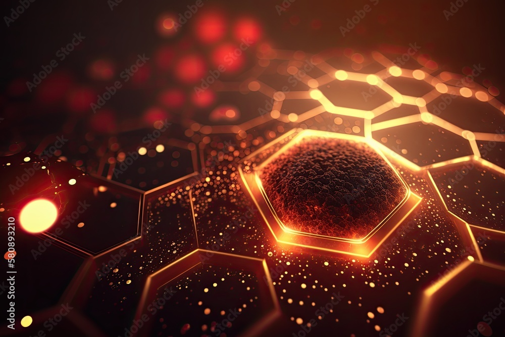 Wall mural background of light particles in science fiction with depth of field and bokeh. particles create an 