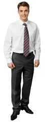Friendly Businessman Standing and Smiling - Isolated