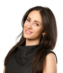 Friendly Young Businesswoman Smiling - Isolated