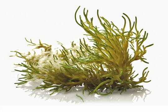 Irish moss seaweed that is new and clear, isolated on a white background. Generative AI