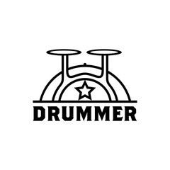 drummer logo design for percussion music, music studio or music concert