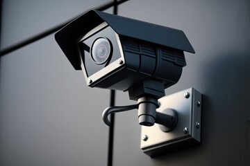 Fototapeta na wymiar In an office building, a security CCTV camera or surveillance system. Generative AI