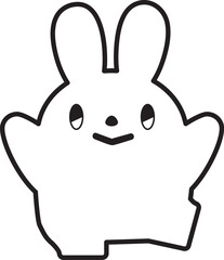うさぎのイラスト_線画_ダンス