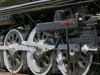 steam locomotive wheels up close