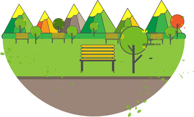 Public Park in The City isolated illustration
