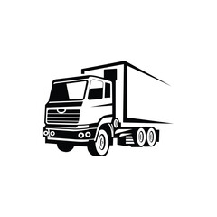Truck symbol . American classic Truck  Transportation. Monochrome style. Illustration.