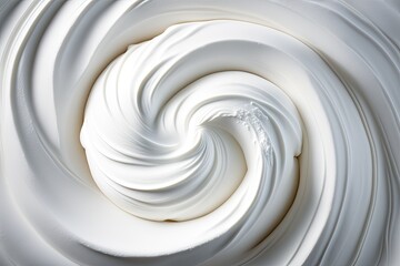 Greek yogurt texture, sour cream Close up of a white dairy product swirl. healthy natural food macro photography that is creamy. a top view. Generative AI