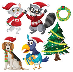 Set of Christmas element