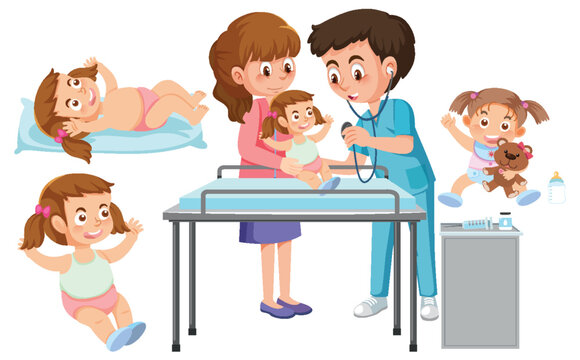 Set of baby nursing cartoon character