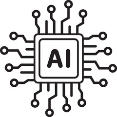 Artificial Intelligence AI icon flat vector illustration.
