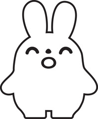 うさぎのイラスト_線画_笑顔
