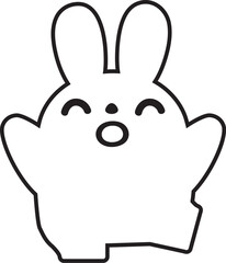 うさぎのイラスト_線画_笑顔_ダンス