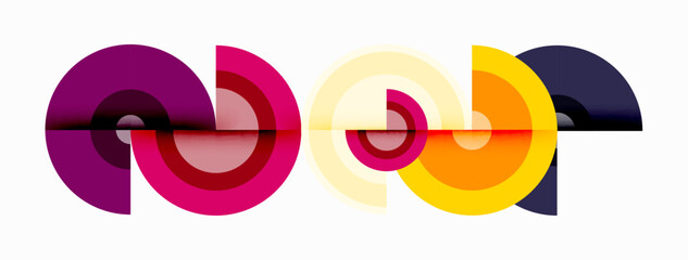 Circles with shadows trendy minimal geometric composition abstract background