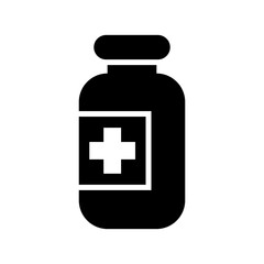 bottle medicine icon or logo isolated sign symbol vector illustration - high quality black style vector icons
