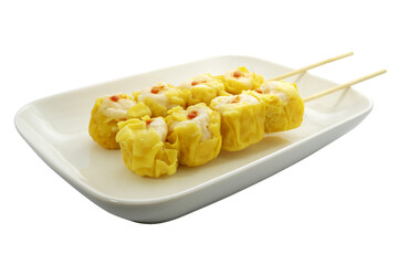 Shrimp Dumpling isolated on white background. Shrimp Dumpling in the Stick