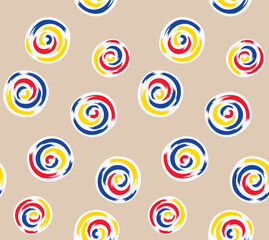 Fototapeta na wymiar Japanese Colorful Spiral Circle Vector Seamless Pattern 