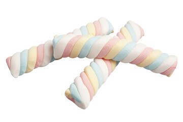 Marshmallow in twisted pattern, Pastel colored sweet chewy candies