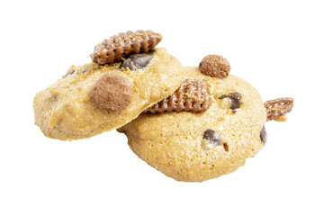Fresh baked crispy cookies with choc chip, cashew nuts and chocolate textured cereal.