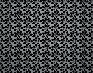 Flower geometric pattern. Seamless vector background. Black and gray ornament. Ornament for fabric, wallpaper, packaging. Decorative print