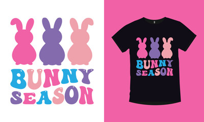 Bunny season, easter day special typography t-shirt design. bunny special t-shirt design. happy easter day