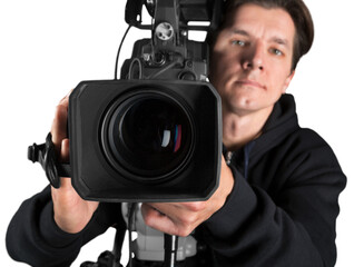 Closeup of a Camera Operator Filming