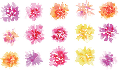 水彩画。水彩タッチのカーネーションベクターイラスト。母の日の花イラスト。Watercolor painting. Carnation vector illustration with watercolor touch. Mother's day flower illustration.