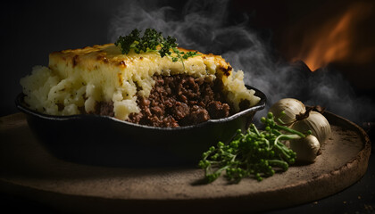 Classic Irish Fare: Shepherd's Pie, Bangers and Mash, and Irish Brown Bread, AI Generated
