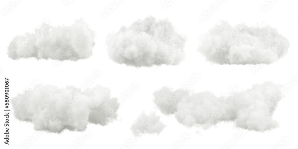 Fototapete free shapes cumulus fluffy cloudscape isolate on transparent backgrounds 3d rendering png file