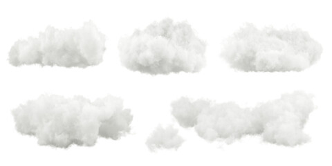 Free shapes cumulus fluffy cloudscape isolate on transparent backgrounds 3d rendering png file - obrazy, fototapety, plakaty
