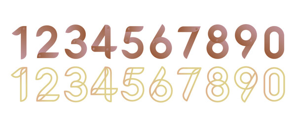 Vector number footage with metallic texture and lines