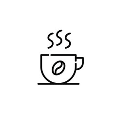 Hot coffee un a mug. Restaurant drink menu. Pixel perfect, editable stroke icon