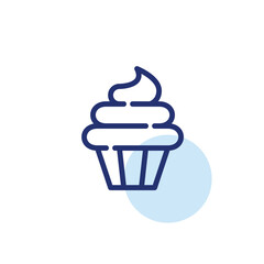 Cupcake with icing. Bakery treat. Pixel perfect, editable stroke line icon