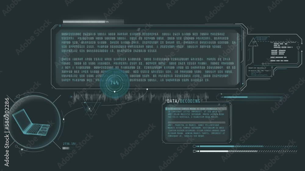 Aufkleber animated infographics on the theme of decoding data.