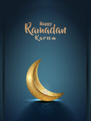 Fototapeta na wymiar islamic greeting ramadan kareem card design with crescent