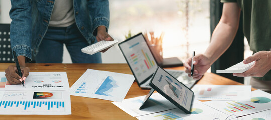 Team of Professional business partner consulting the strategy, meeting, brainstorming at office.