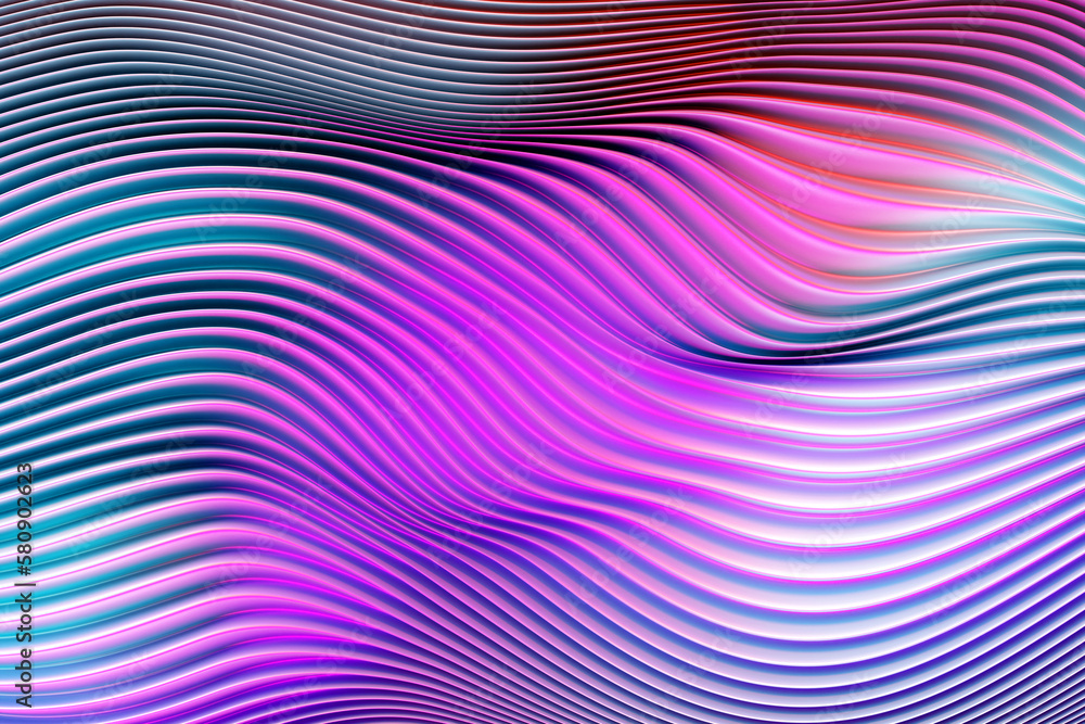 Poster 3d illustration of a classic pink abstract gradient background with lines. print from the waves. mod