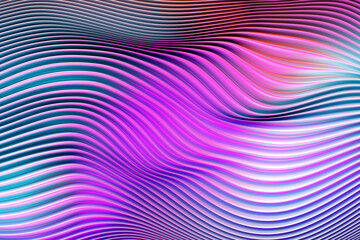 3d illustration of a classic  pink  abstract gradient background with lines. PRint from the waves. Modern graphic texture. Geometric pattern.