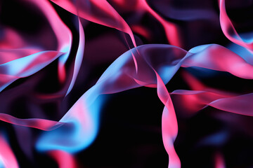 3D illustration pink abstract cloud of smoke pattern on a black isolated background