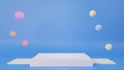 podium with blue background