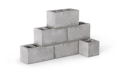 Construction blocks isolated on a white background. 3d illustration