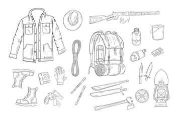 Survival kit vector illustration, Traveler set