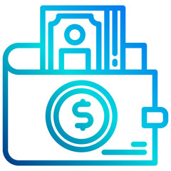 Dollar wallet gradient line icon